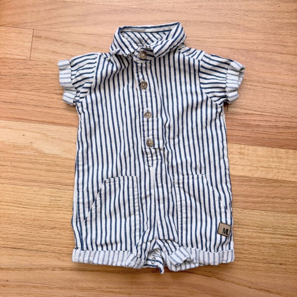 Mario Lopez 6M Baby Unisex Bodysuit Overall Jumpsuit 6M Striped 100% Cotton